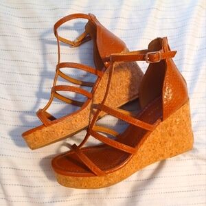 *2/$40* Maurices Python Cork Wedge Sandals Size 8